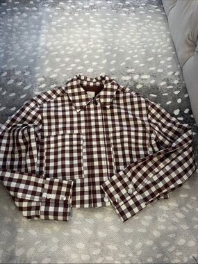 Target Women's Brown and White Check Bomber Jacket